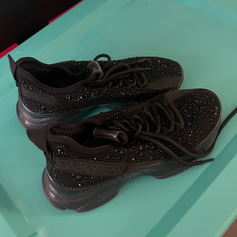 Steve Madden Black Sparkle Platform Sneakers